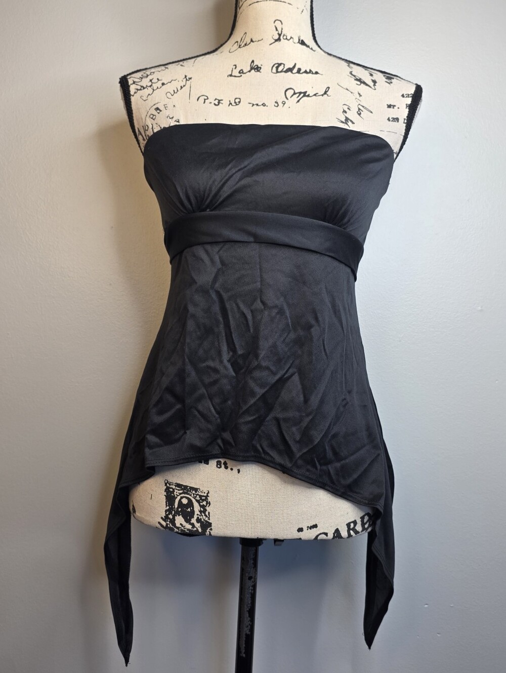Y2k Goth Strapless Black Asymmetrical Tube Top Sz M